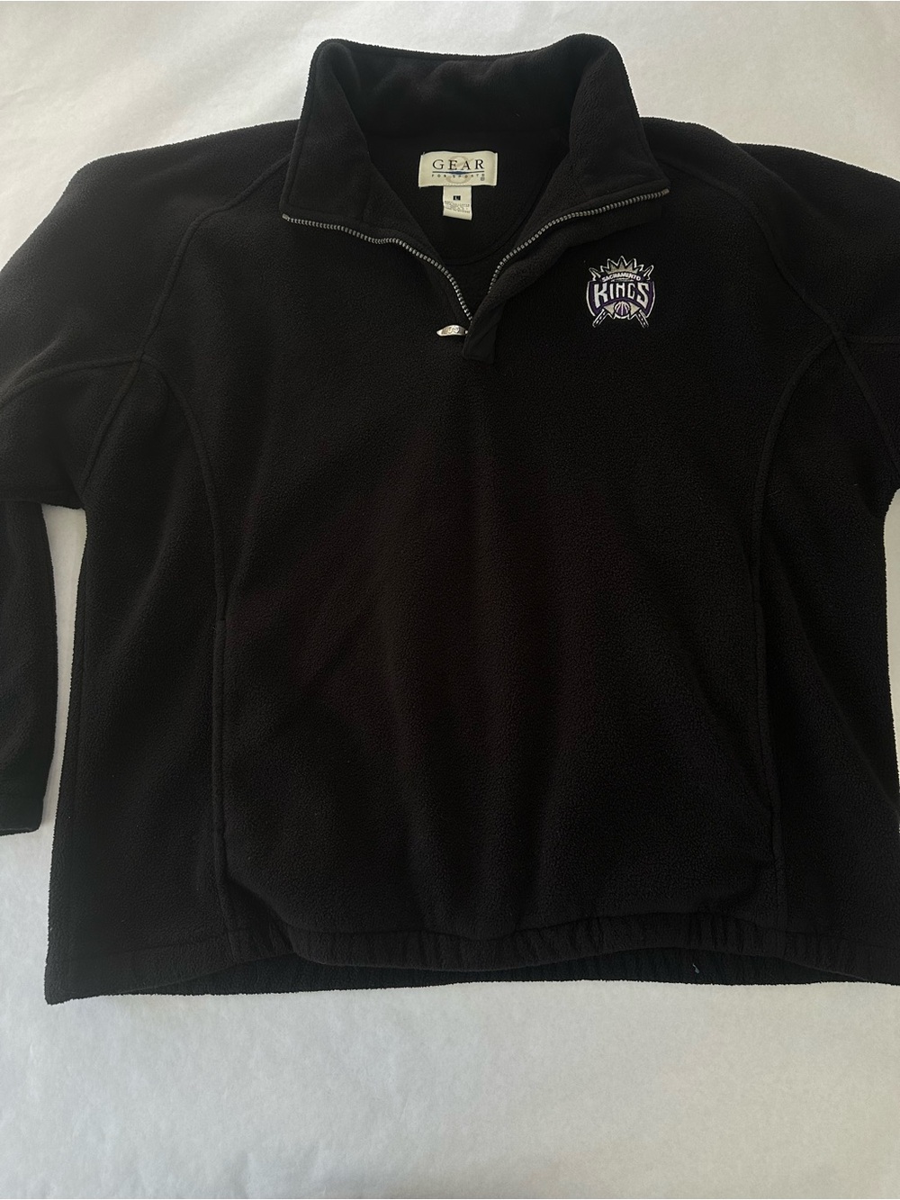 Vintage Gear for Sports Sacramento Kings NBA 1/4 Zip Fleece Jacket Black Mens L